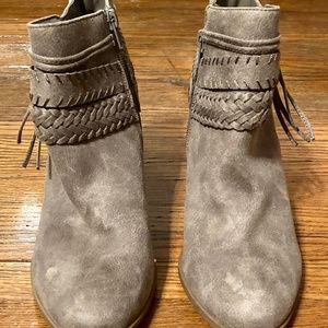 Western style faux suede ankle booties